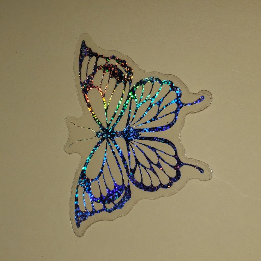 HOLOGRAPHIC NATURE Butterfly WATERPOOF Sticker Glitter rainbow